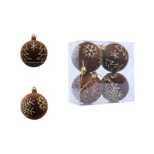 4 PCS Velvet Christmas Balls, 2.36" Shatterproof Xmas Bulbs Decorations Set, for Xmas Decorative Hanging Ornaments Christmas Tree Decoration (Brown)
