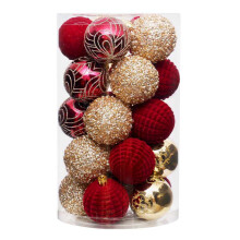 Clear Christmas Ball Ornaments 25-Pack, 2.36in Plastic Hanging Balls, Hand-Painted Snow Pattern, Lightweight Indoor/Outdoor Decor – Compatible with