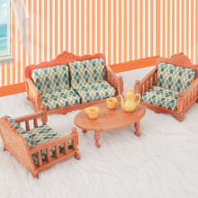 Miniature Dollhouse Furniture Set, 1:12 Scale Living Room DIY Kit with Sofa & Tea Table – Compatible with Standard Dollhouses