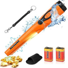 FYSMY Fully Waterproof Pinpointer Metal Detector with Vibration/Beep/LED, 360 Search, 2x 9V Batteries, Gold Hunter (Orange)