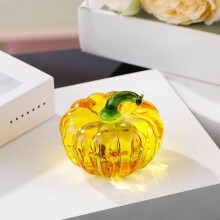 Crystal Glass Pumpkin Decorative Ornament, Artificial Fruit Glassware for Home, Office, and Holiday Thanksgiving or Halloween Table Display