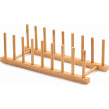 Wood Foldable Dish Racks 8 - Slot Bamboo Dish Drying Rack - Ideal for Kitchen Counter, Cabinet, Living Room, Study & Display Cabinet