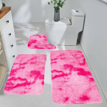 Ensemble de trois pièces FAMTKT Tapis de bain en peluche tie-dye antidérapant, tapis de toilette, décoration de salle de bain - Soldes d'été