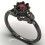 Skull Gothic Ring Black Gold Heart with Zirconia 3