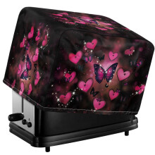 Butterflies Heart Print Toaster Dust Cover for Kitchen, 4 Slice Adjustable Small Appliance Protector with Drawstring, Waterproof Toaster Oven Cover