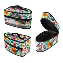 Colorful Flower Print Steam Iron Case Portable Travel Iron Organizer Handheld Steamer Holder with Handle Travel Case Iron Accessories, Case Only