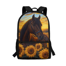 Sunflower Horse 17" School Backpack for Kids 6-12, Multifunctional Back-to-School Bag, Compatible with Elementary & Kindergarten