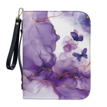Marbled Butterfly PU Leather Bible Cover for Women & Men – XL, Compatible with Most Bibles, Detachable Wristlet Strap