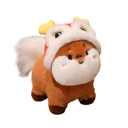Peluche Cheval Marron Style Danse du Lion 22 cm 1