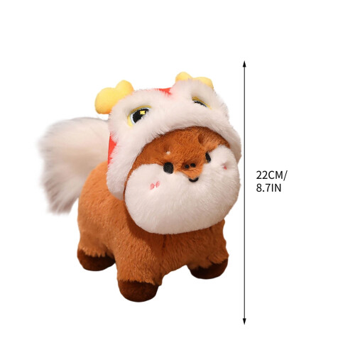 Peluche Cheval Marron Style Danse du Lion 22 cm 2