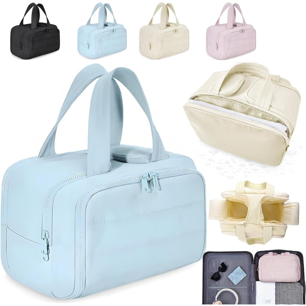 Humidityt Travel Cosmetic Bag â Large, Wide-Open, Lightweight Toiletry Organizer for Women (Blue)