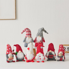 Ornement de couple de poupées Rudolph tricotées rouges, 30 cm