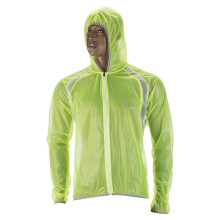 Ultra Thin Breathable Reflective Zipper Cycling Unisex Hooded Raincoat Jacket,Fluorescent Green