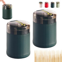 Pop-Up Automatic Toothpick Dispenser with Push-Button, Transparent Lid, Detachable Base, 100 Toothpicks – Compact & Portable