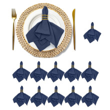 17 Inch Cloth Napkins for Birthday Party, 12 Pcs Polyester Dinner Washable Napkins for Banquet Supplies, Home Wedding (Navy Blue)