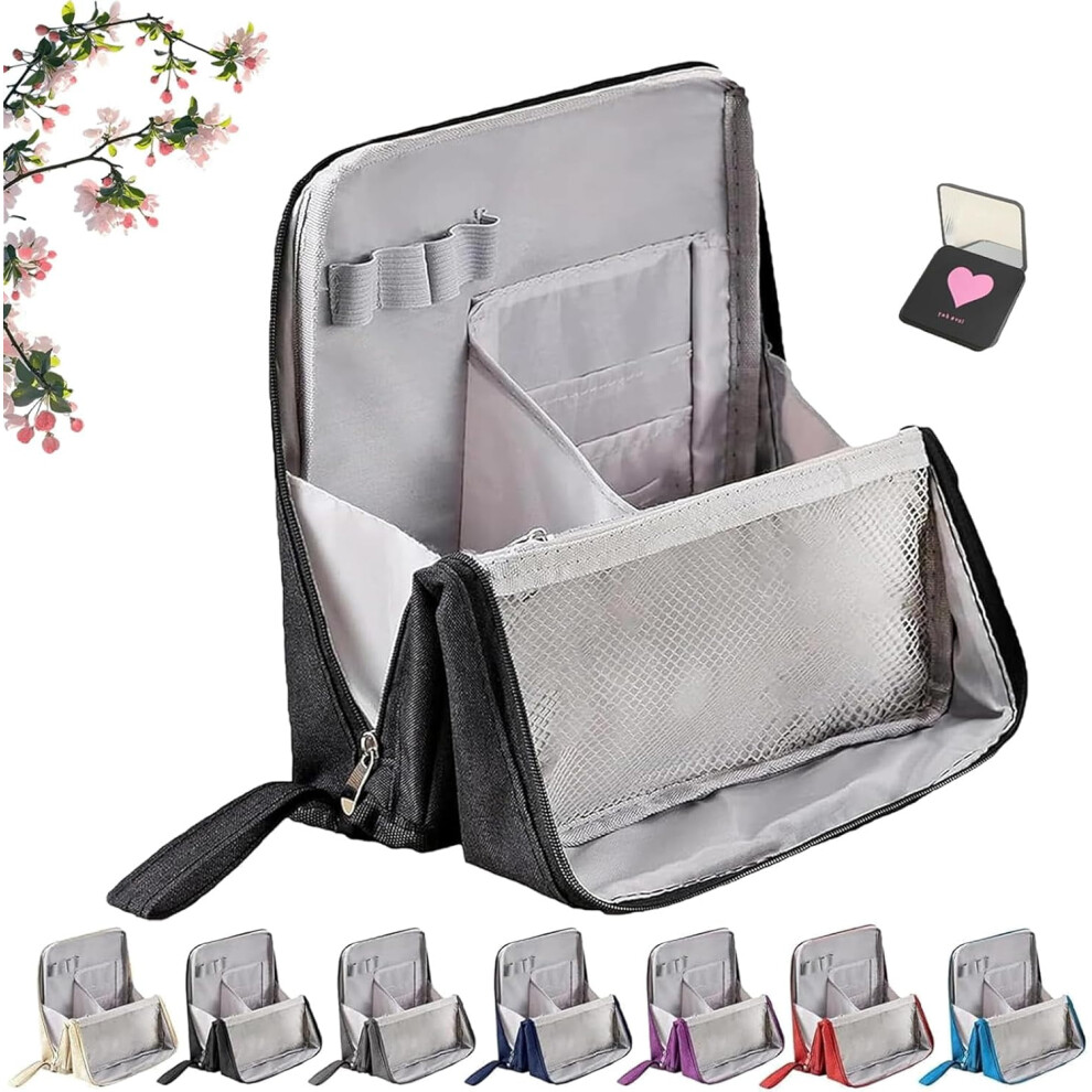 Multi-purpose Large Oxford Cloth Standing Makeup Bag, Waterproof & Portable, with Compartments â Compatible with All Brushes