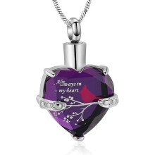 Red Cardinal Urn Necklace for Ashes Women Men Crystal Heart Urn Locket for Human / Pet Cremation Jewelry for Ashes