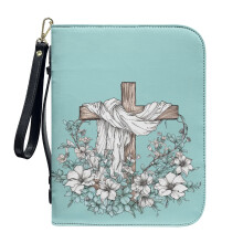 Lily of the Cross PU Leather Bible Cover – Stylish 2XL Case for Women & Men, Detachable Wristlet Strap, Compatible with Standard Bibles
