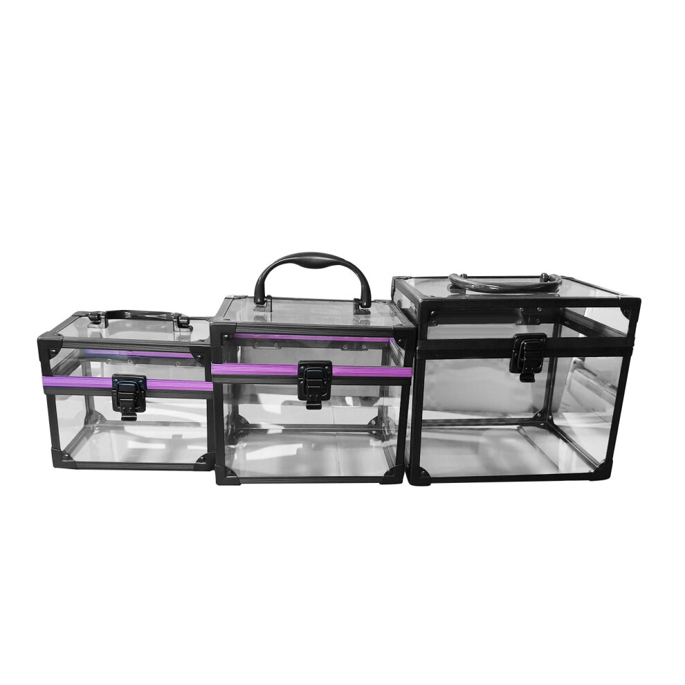 3 Pieces Cosmetics Toiletry Train Case Cosmetic Organizer Cosmetic Display Case