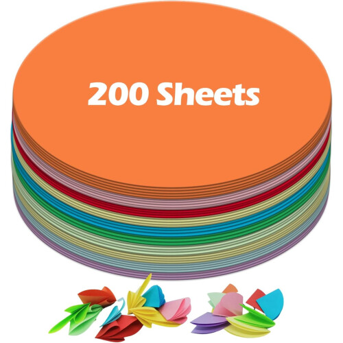 Decorative Folding Paper Sheets Colorful Round 200 pcs
