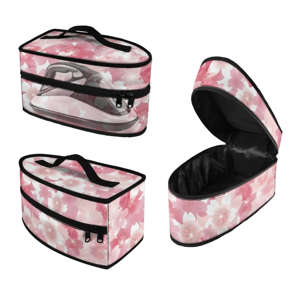 Pale Pink Floral Dustproof Portable Carrying Case Polyester