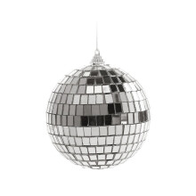 Christmas Hanging Mini Disco Ball Ornaments, 10cm Silver Reflective Disco Balls for Christmas Tree Holiday Party Wedding Supplies (1PC)