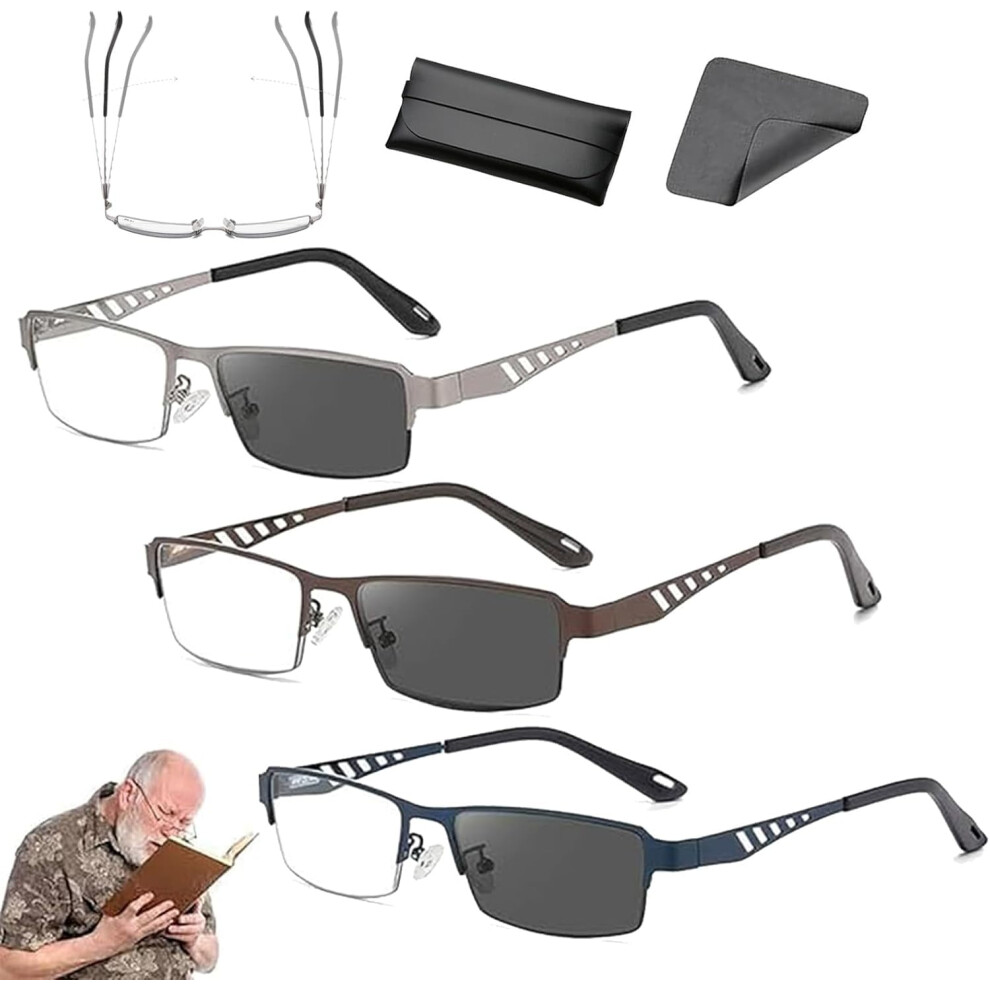 Light/Blue Ultra- Multi-Focal Photochromic Reading Glasses, Multi Focus Sports Color Changing Anti- Presbyopia Glasses