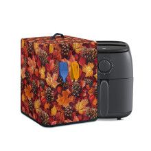 Autumn Maple Leaf Air Fryer Cover, Compatible with 5-7 Qt Models, with Top Handle & Pine Cone Design