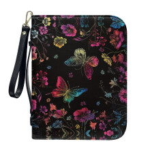 Abstract Butterfly Floral PU Leather Bible Cover, 2XL, Lightweight, with Detachable Wristlet Strap – Compatible with Large Bibles