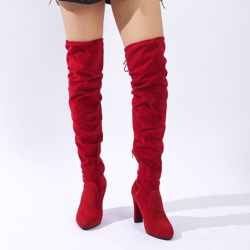 Γυναικείες Μπότες Willtoo Over The Knee, Σουέτ, Μακριές Μπότες μέχρι τον Μηρό με Χοντρό 2