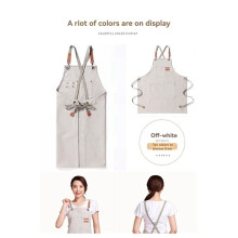 Fashion Canvas Aprons Home Kitchen Gardening Work Clothes Women'S Kitchen Restaurant Work Aprons Cream White