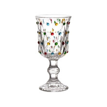 Vintage Embossed Goblet, 7oz Elegant Painted Polka Dots Relief Wine Champagne Glasses