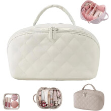 Travel Makeup Bag for Women with Brush Compartment and