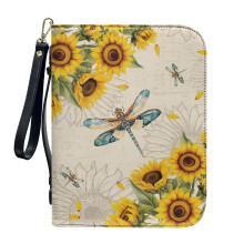 Brown PU Leather Bible Case with Cross Print, Detachable Wristlet Strap – Compatible with Standard Bibles