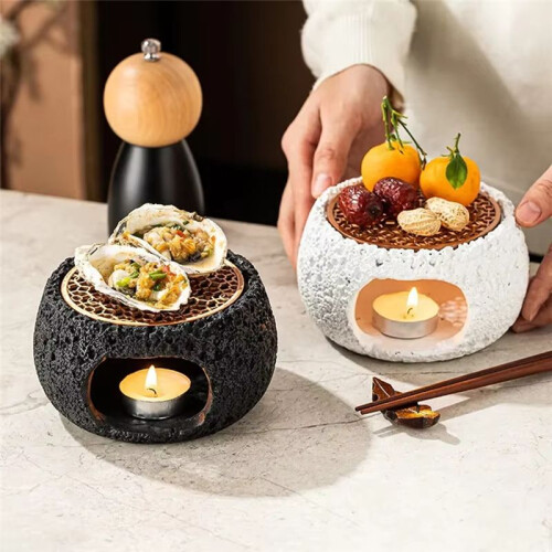 Artistic Rock Material Round Plate for Candle Heating,Insulation Base for Kitchen & Dining Room,Household Tableware A 2