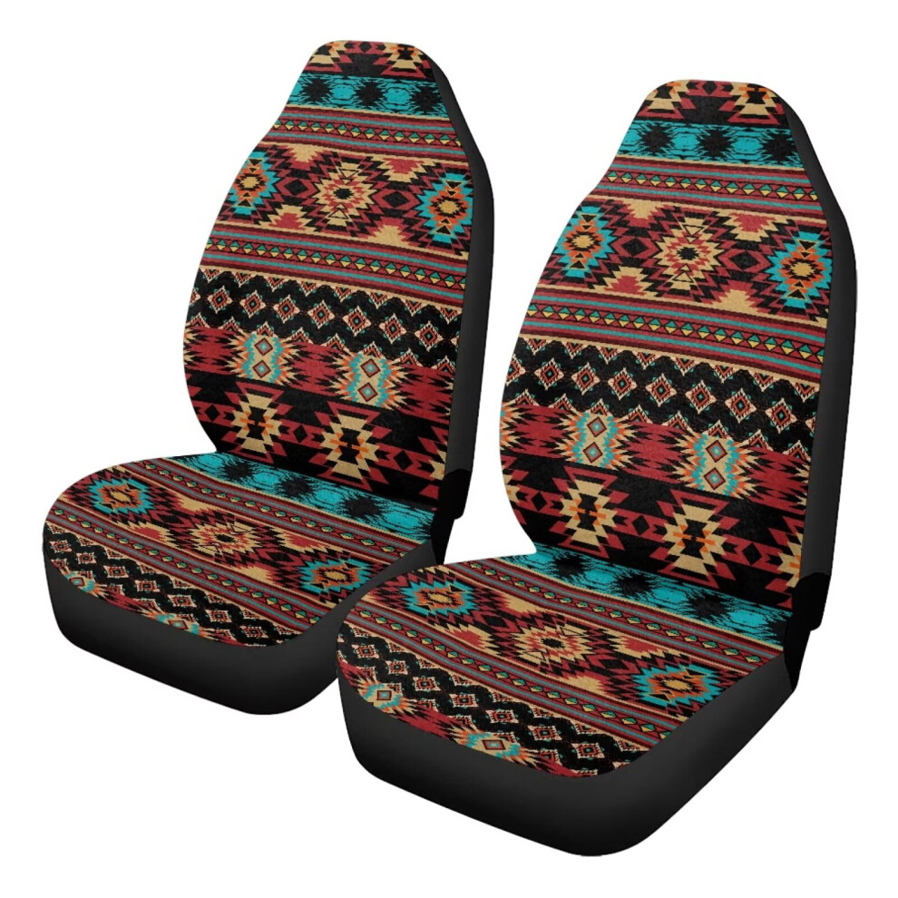 Front Seat Covers Set Of 2 Â Soft Plush Aztec Tribal Design, Universal Fit For Trucks, Vans, Suvs, Sedans Coral 9027700109704