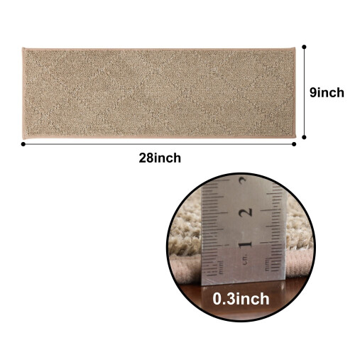 Antislip traptreden beige 28"x9" 15-delig polyester met 2