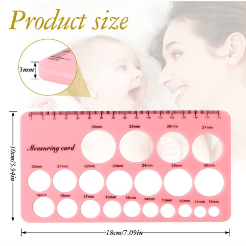 Bico de silicone para amamentação com marcação em centímetros e polegadas e guia de medição da flange. 2
