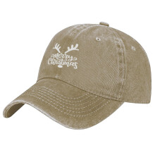 Unisex Retro Washed Christmas Hat,Merry Christmas Deer Antler 2,Adjustable Sun Hat,Perfect For Christmas New Year Celebrations