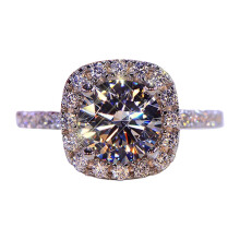 Bagues en diamant pour femme – Plaqué or blanc 18 carats, halo de zirconiums cubiques, promesse, éternité, moissanite – Cadeaux pour elle,
