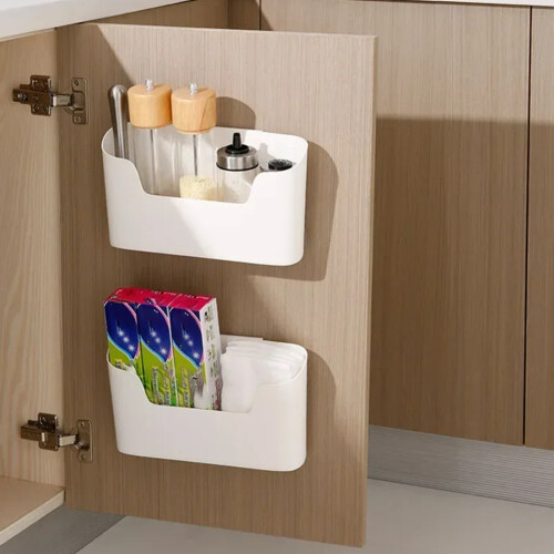 Kitchen Wall Mounted Sticky Storage Rack Cabinet Door Storage Box Drawer Shelf Bathroom Storage Rack 1
