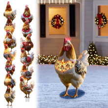 Christmas Chicken Ground Stake Decor – Outdoor Garden & Farm Yard Decor, Compatible with Lawn & Porch, 10.434.41 in