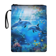 Dolphin Polyester Fabric Book Sleeve for Student Book Lovers Gift for Home Study & Portable Organization Lightweight, 8.66 x 11.42 Inch