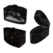 Handheld Iron Portable Storage Bag Black Floral Pattern Smooth Zipper with Handle and Zipper, Case Only