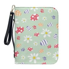 Easter Egg Daisy Paw Prints PU Leather Bible Cover for Women & Men – Lightweight, Detachable Wristlet Strap, XL, Compatible with Standard Bibles