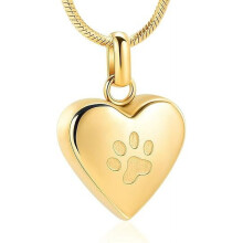 Heart with Paw Print Urn Necklace for Ashes Pet Cremation Jewelry for Ashes for Dog / Cat Heart Urn Necklace Memorial Keepsake Jewelry for Pet
