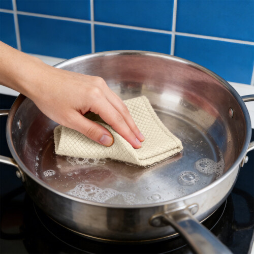 Microfiber Waffle Kitchen Cloth 11.81x11.81 In Beige 1 Piece