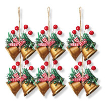 Christmas Bell Ornament Metal Gold 6PCS