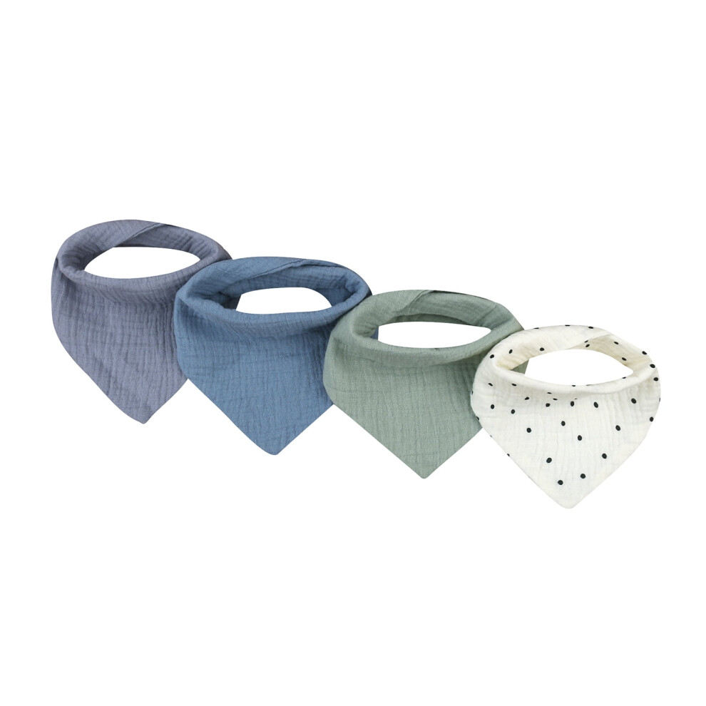 4pcs Cotton Baby Drool Bibs Print Triangle Scarf Comfortable Drooling Teething Burp Cloth Breathable Saliva Towel