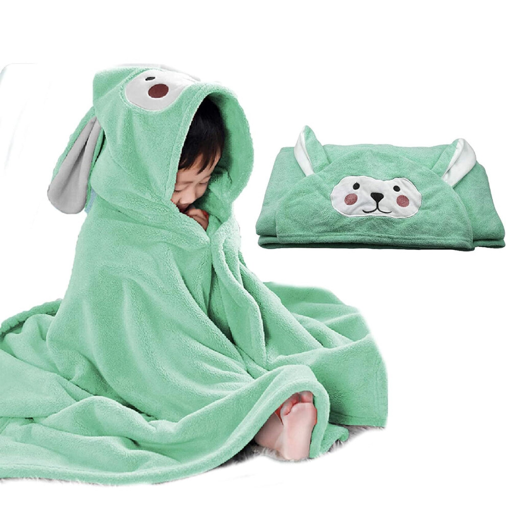 Bath Towel Ultra Soft Hooded Towel Highly Absorbent Bathrobe Blanket Toddlers Shower Gifts For Boys Girls- 27.5" X 55" (Green) Green